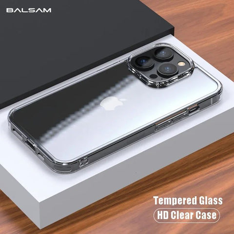 Luxury Tempered Glass Clear Case for iPhone 15 Series